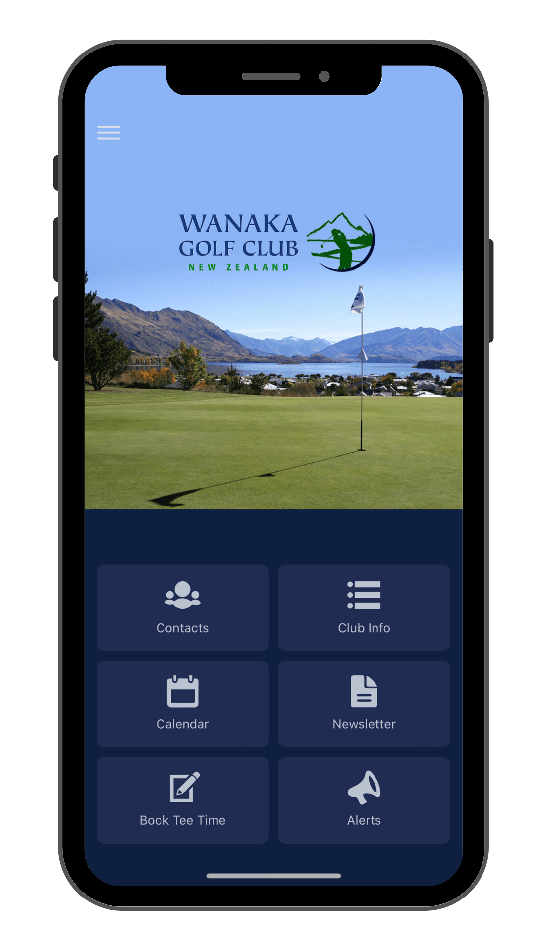 Wanaka golf club app on mobile