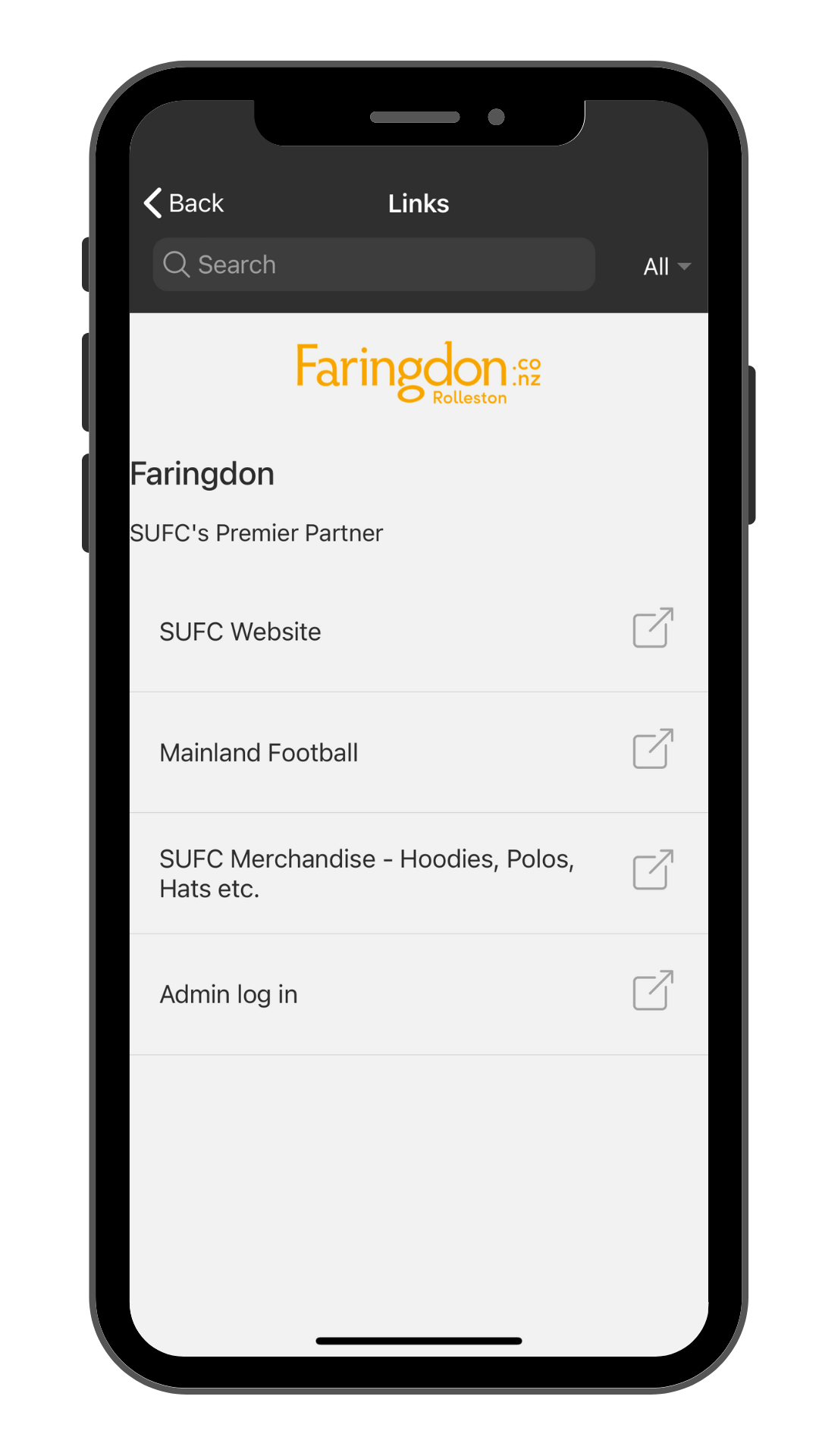 mobile with Faringdon club apps communication application